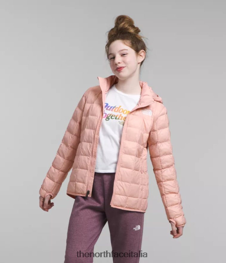 The North Face vestiario 460N8D180 muschio rosa bambini Giacca con cappuccio Thermoball