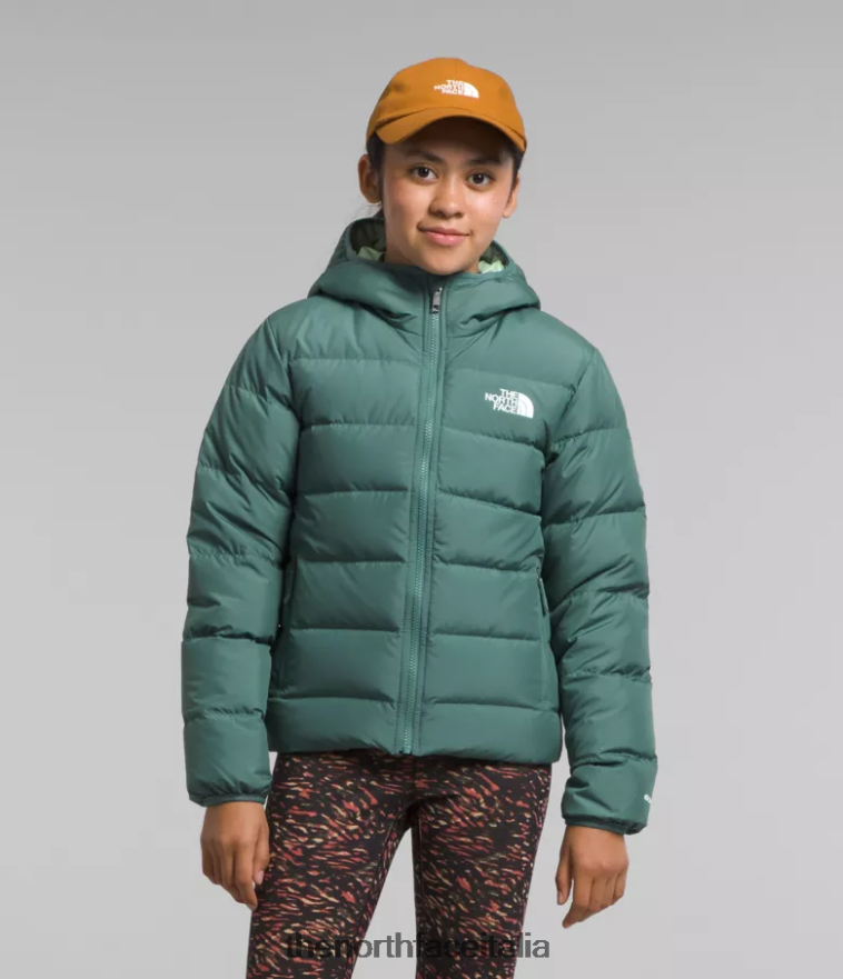 The North Face vestiario 460N8D628 salvia oscura bambini Piumino North reversibile con cappuccio