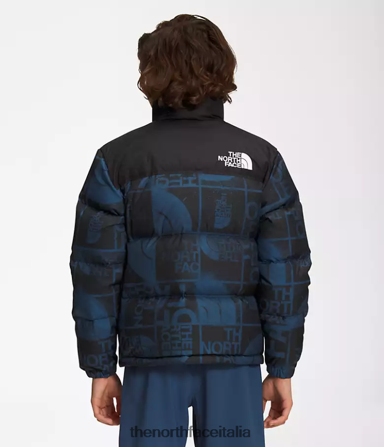 The North Face vestiario 460N8D686 colorante spray blu ombreggiato bambini giacca nuptse retrò stampata del 1996
