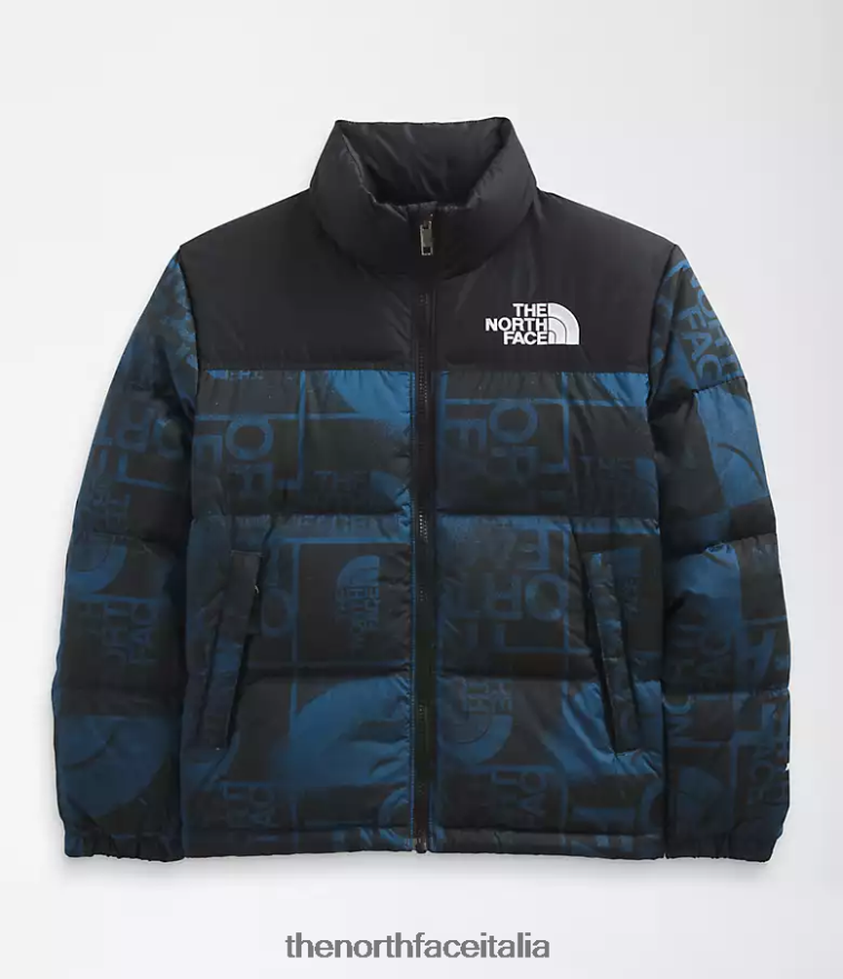 The North Face vestiario 460N8D686 colorante spray blu ombreggiato bambini giacca nuptse retrò stampata del 1996