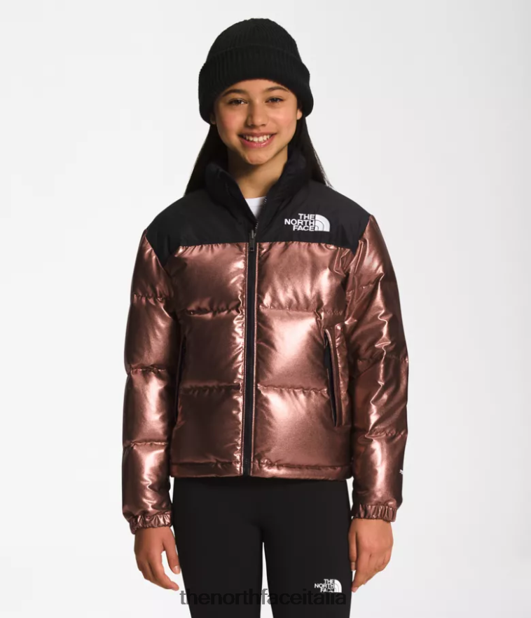 The North Face vestiario 460N8D687 rovere scuro metallizzato bambini giacca nuptse retrò stampata del 1996