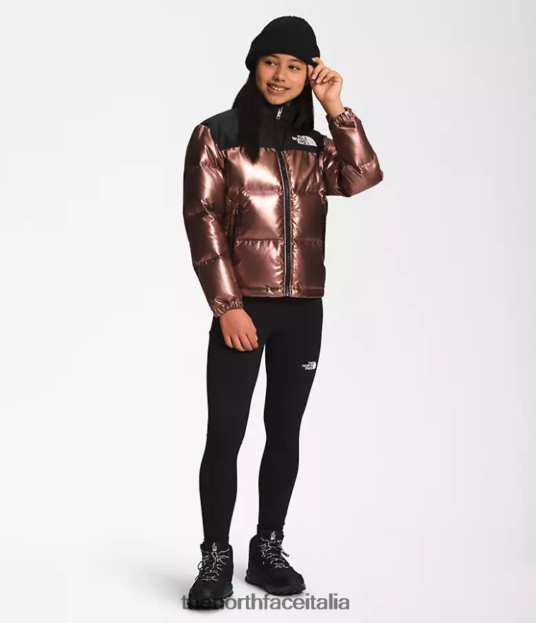 The North Face vestiario 460N8D687 rovere scuro metallizzato bambini giacca nuptse retrò stampata del 1996