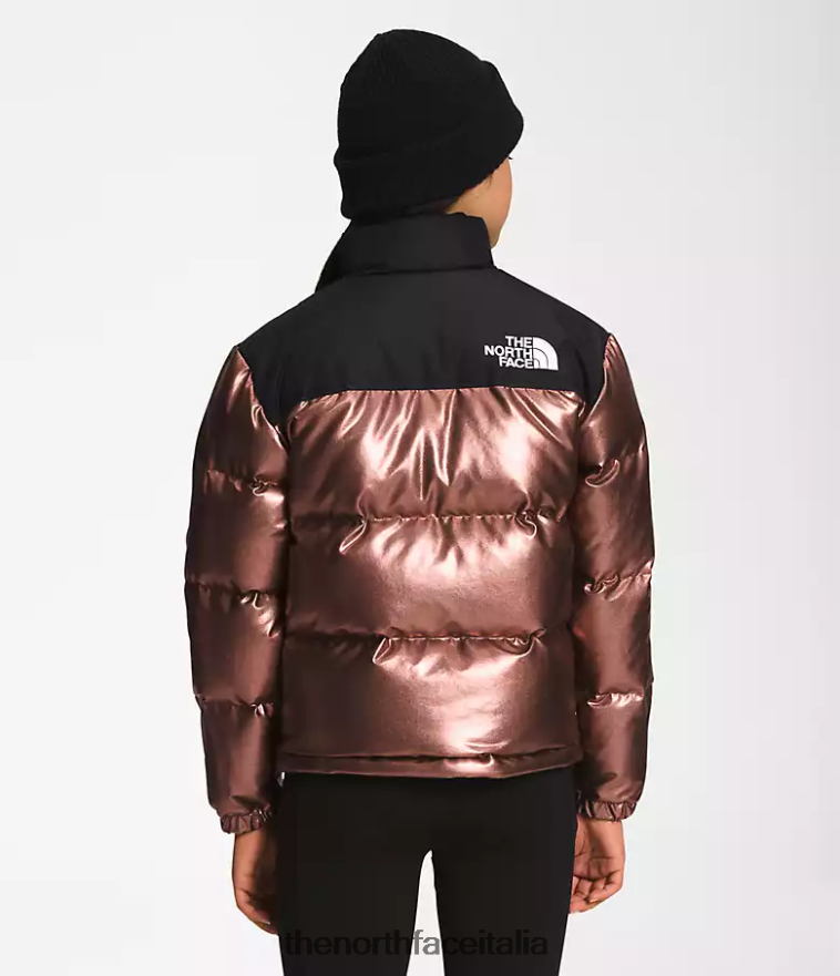 The North Face vestiario 460N8D687 rovere scuro metallizzato bambini giacca nuptse retrò stampata del 1996