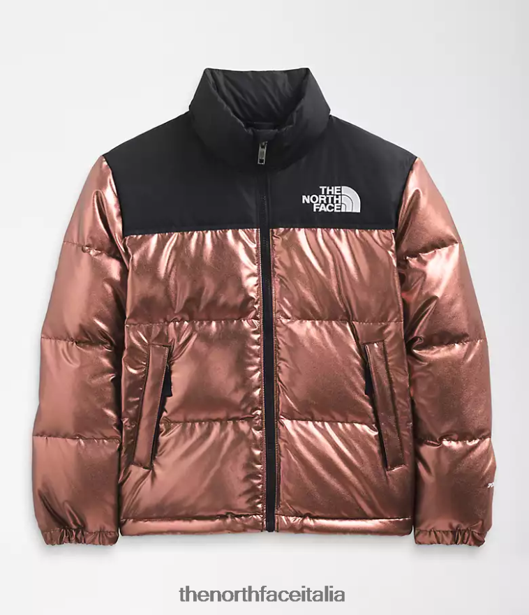 The North Face vestiario 460N8D687 rovere scuro metallizzato bambini giacca nuptse retrò stampata del 1996