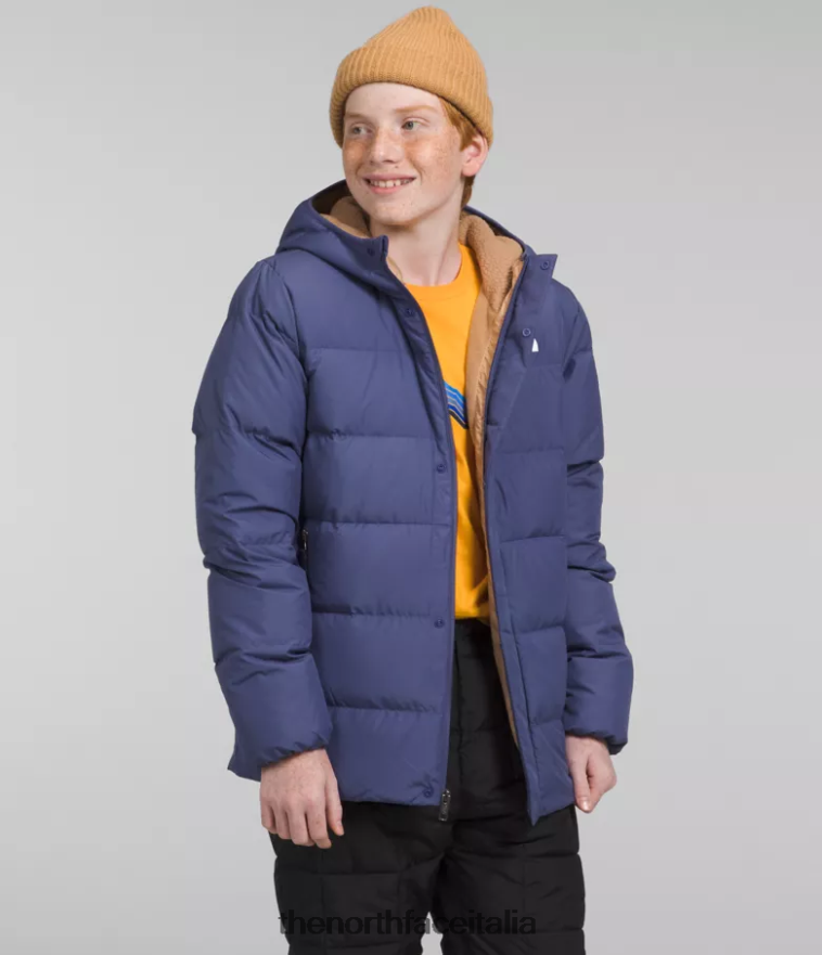 The North Face vestiario 460N8D688 grotta blu bambini Parka North Down foderato in pile