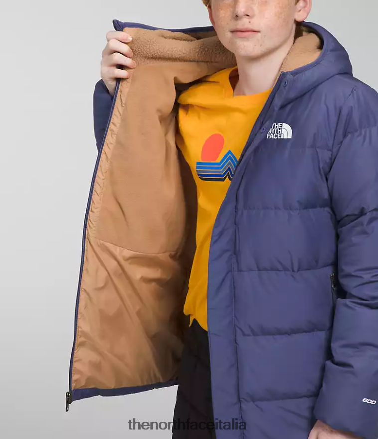 The North Face vestiario 460N8D688 grotta blu bambini Parka North Down foderato in pile
