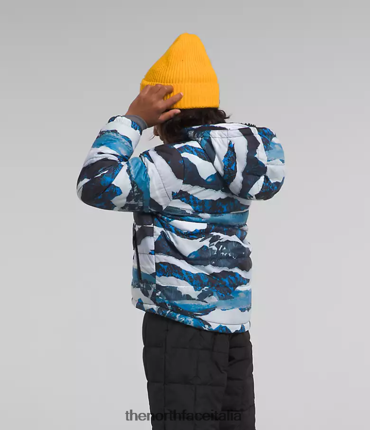The North Face vestiario 460N8D80 stampa traversata di montagna blu ottico bambini giacca reversibile mt chimbo con zip intera