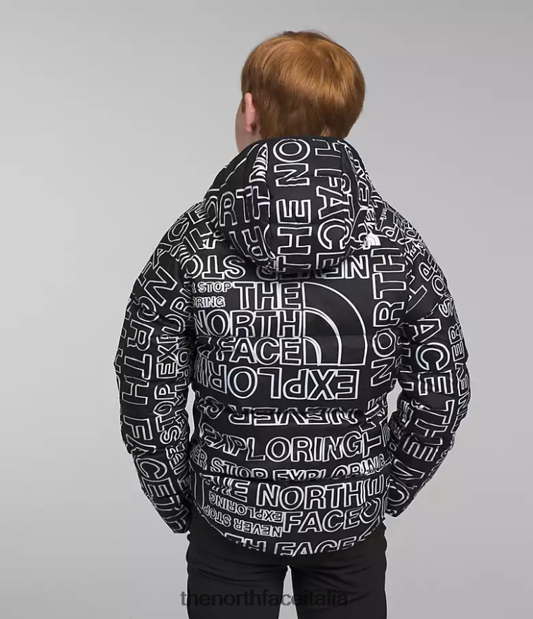 The North Face vestiario 460N8D817 stampa del logo tnf nero con pennarello tnf bambini Piumino North reversibile con cappuccio