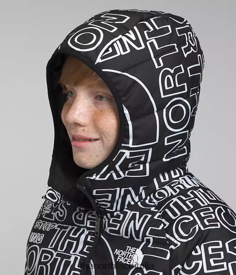 The North Face vestiario 460N8D817 stampa del logo tnf nero con pennarello tnf bambini Piumino North reversibile con cappuccio