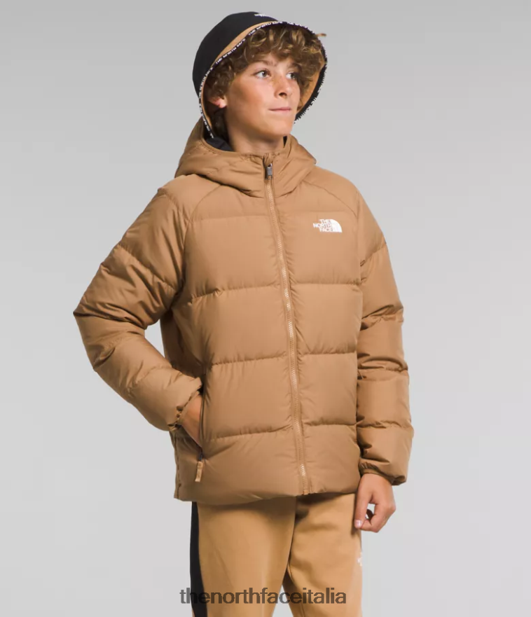 The North Face vestiario 460N8D819 burro di mandorle bambini Piumino North reversibile con cappuccio