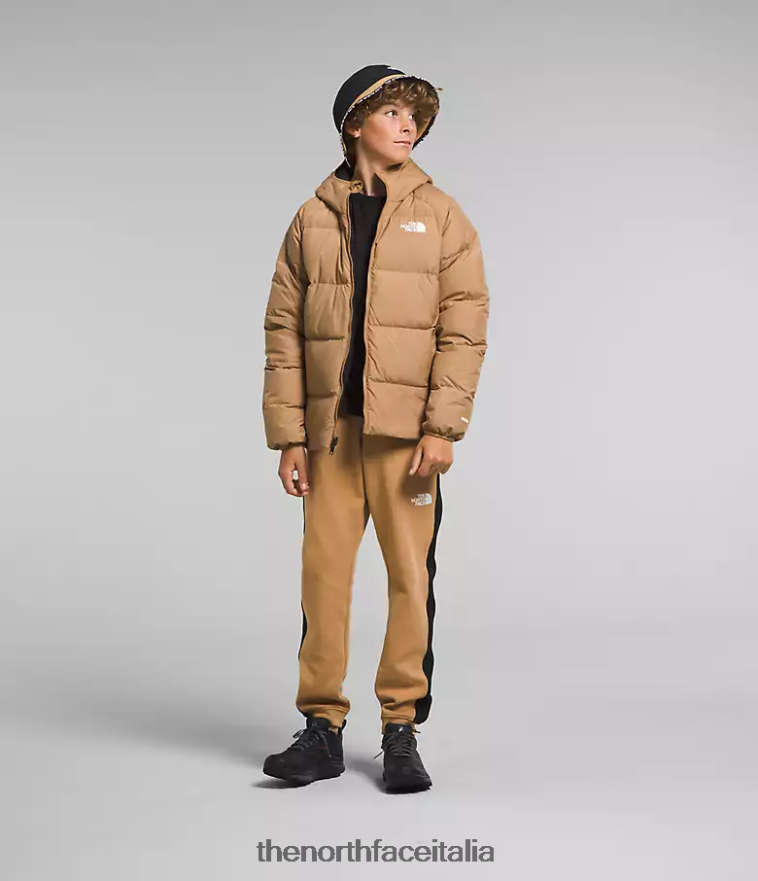 The North Face vestiario 460N8D819 burro di mandorle bambini Piumino North reversibile con cappuccio