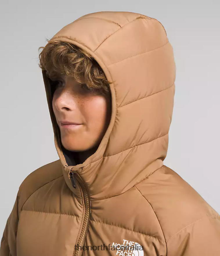 The North Face vestiario 460N8D819 burro di mandorle bambini Piumino North reversibile con cappuccio