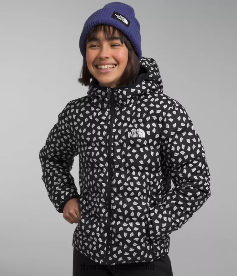 The North Face vestiario 460N8D906 tnf nero tnf stampa mini lancio bambini Piumino North reversibile con cappuccio