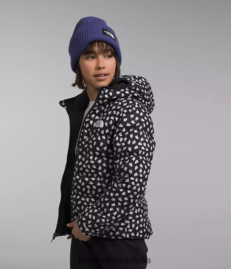 The North Face vestiario 460N8D906 tnf nero tnf stampa mini lancio bambini Piumino North reversibile con cappuccio