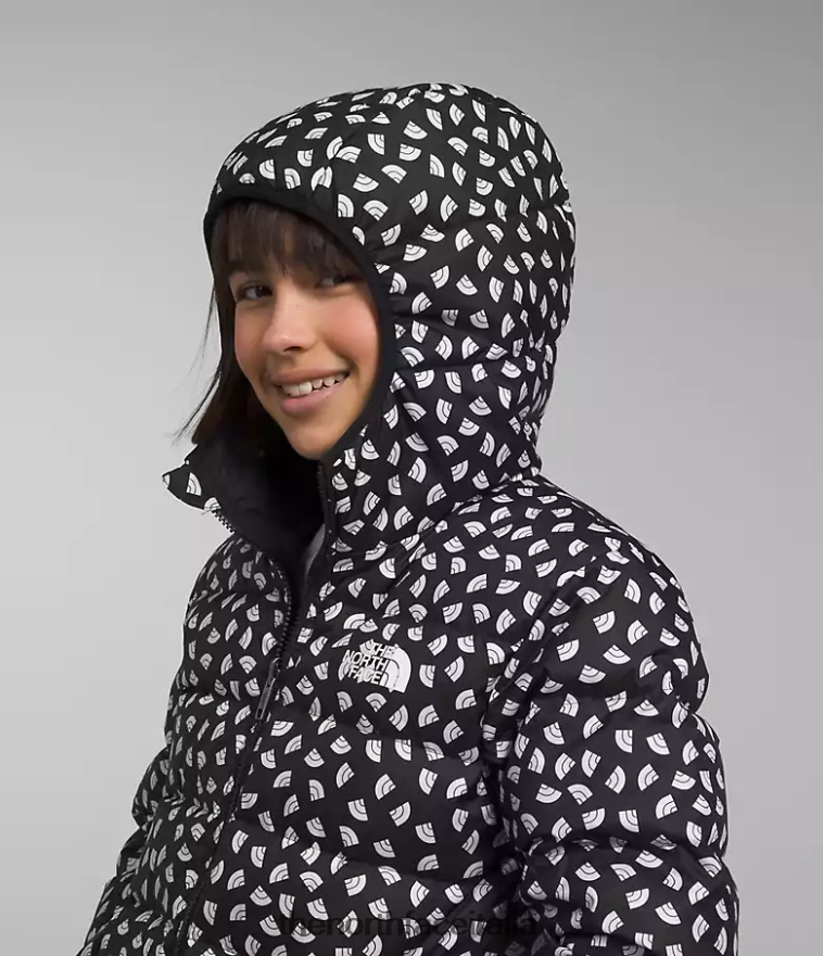 The North Face vestiario 460N8D906 tnf nero tnf stampa mini lancio bambini Piumino North reversibile con cappuccio