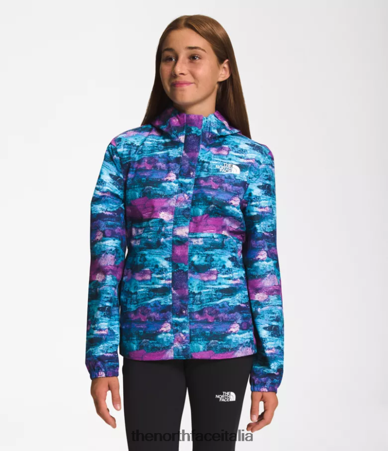The North Face vestiario 460N8D754 stampa multicolorante tnf con fiori di cactus viola bambini giacca antipioggia antora