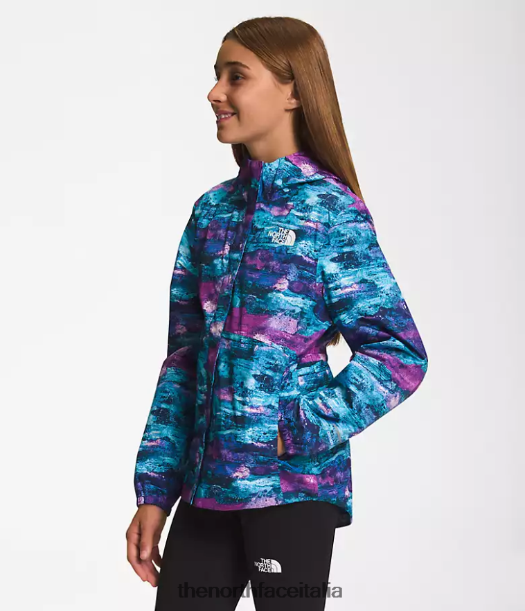 The North Face vestiario 460N8D754 stampa multicolorante tnf con fiori di cactus viola bambini giacca antipioggia antora