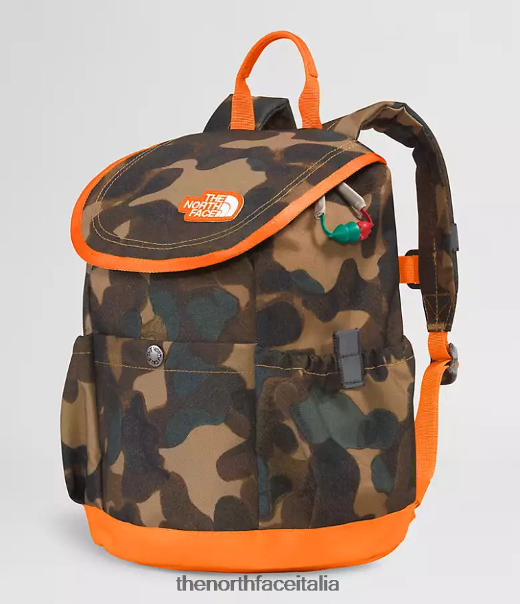 The North Face accessorio 460N8D396 stampa/mandarino con texture mimetica marrone utilitario bambini mini zaino da esploratore per ragazzi
