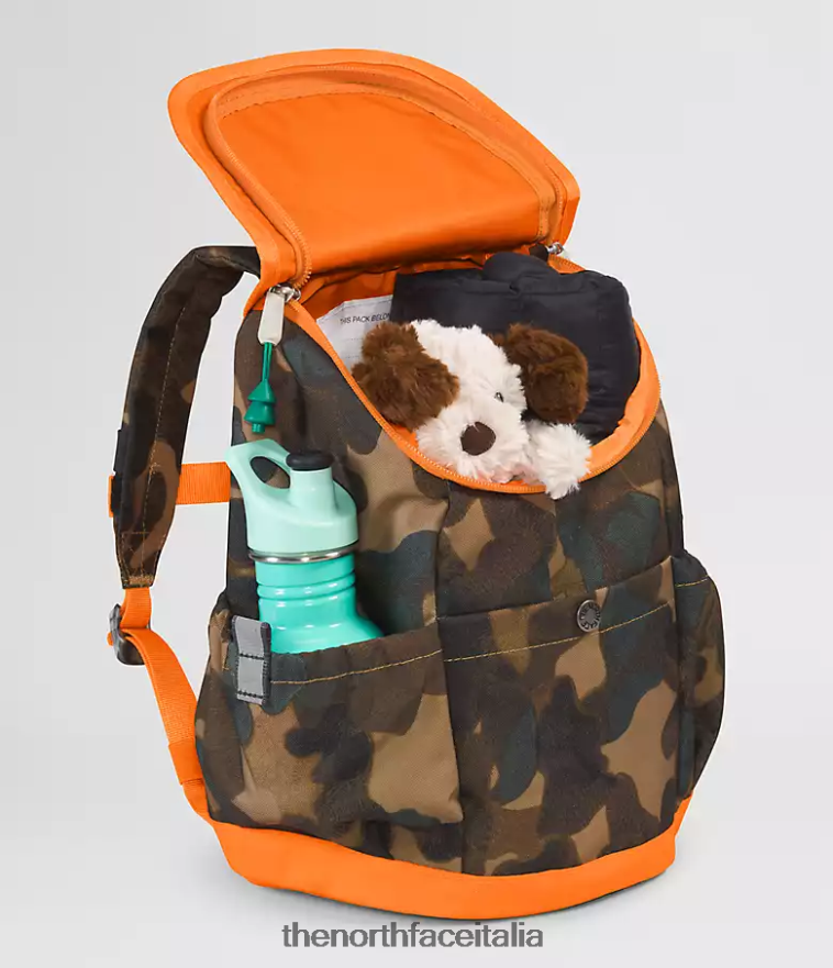 The North Face accessorio 460N8D396 stampa/mandarino con texture mimetica marrone utilitario bambini mini zaino da esploratore per ragazzi