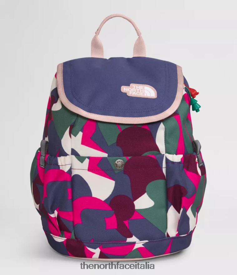 The North Face accessorio 460N8D397 Sig. rosa grande stampa astratta/blu grotta bambini mini zaino da esploratore per ragazzi