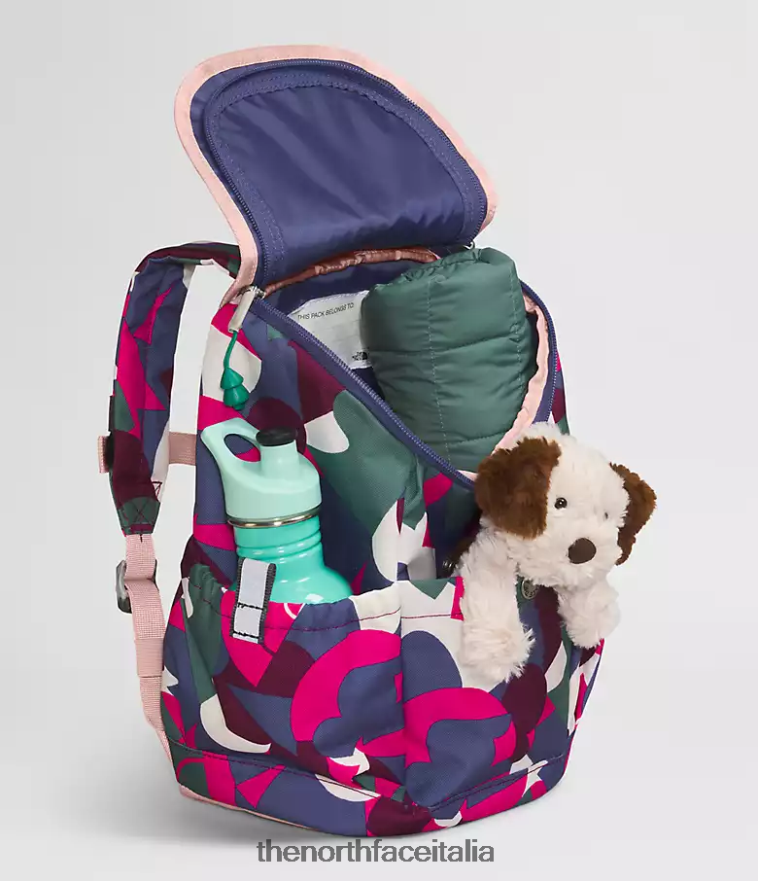 The North Face accessorio 460N8D397 Sig. rosa grande stampa astratta/blu grotta bambini mini zaino da esploratore per ragazzi