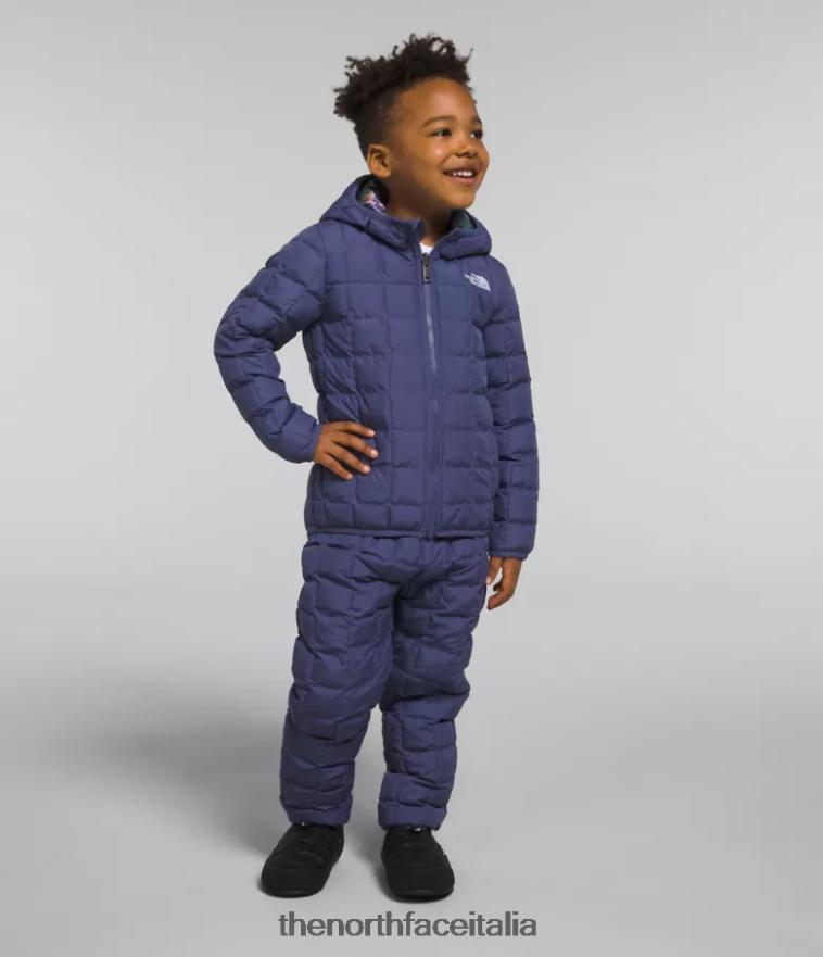 The North Face vestiario 460N8D1237 grotta blu bambini giacca reversibile con cappuccio in thermoball