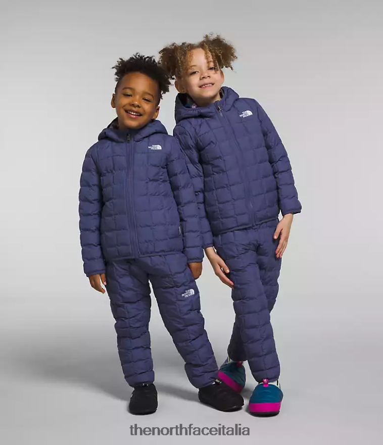 The North Face vestiario 460N8D1237 grotta blu bambini giacca reversibile con cappuccio in thermoball