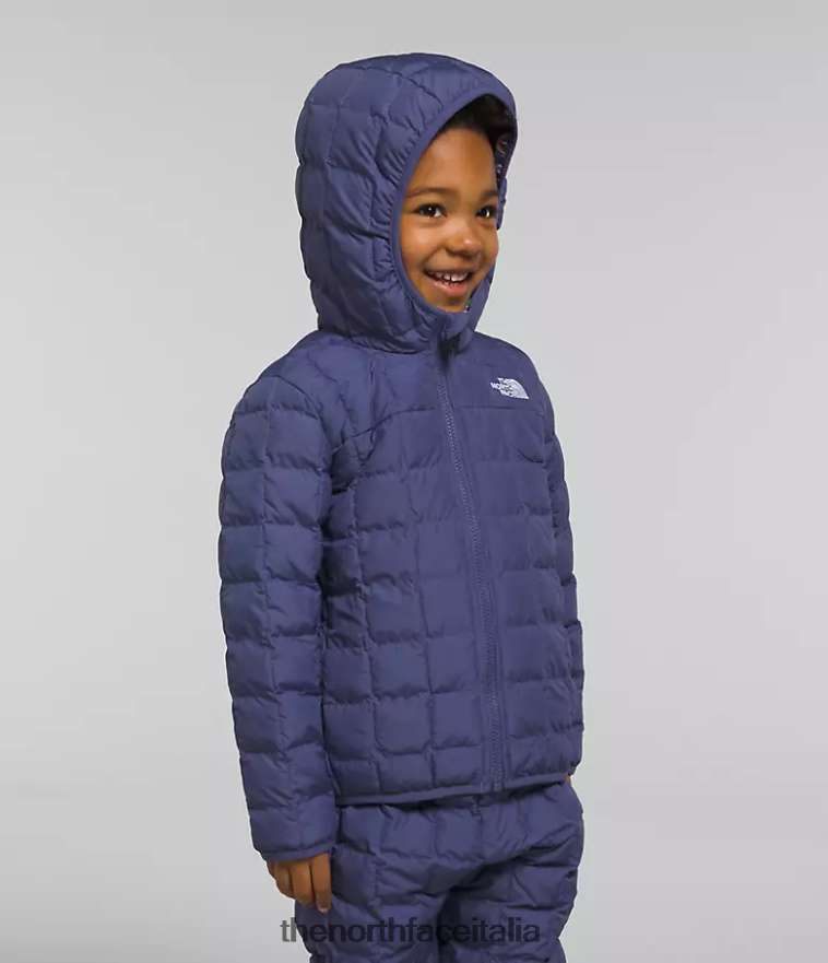 The North Face vestiario 460N8D1237 grotta blu bambini giacca reversibile con cappuccio in thermoball