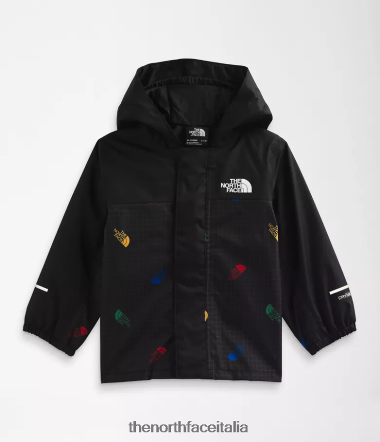 The North Face vestiario 460N8D588 tnf stampa a griglia con logo nero Bambino giacca antipioggia antora