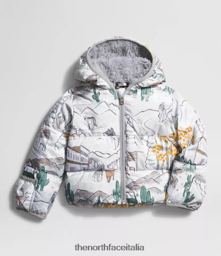 The North Face vestiario 460N8D766 tnf bianco come la stampa di un lupo Bambino Piumino North con cappuccio
