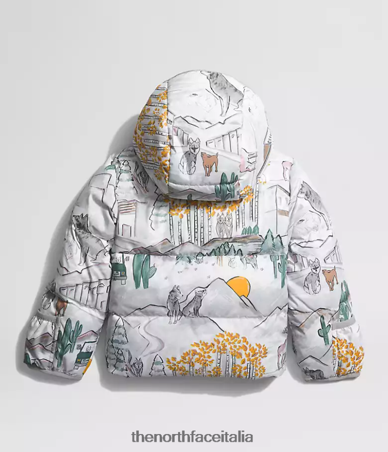 The North Face vestiario 460N8D766 tnf bianco come la stampa di un lupo Bambino Piumino North con cappuccio