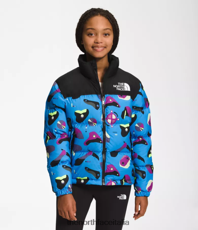 The North Face vestiario 460N8D909 stampa infografica blu super sonica bambini Giacca nuptse retrò del 1996