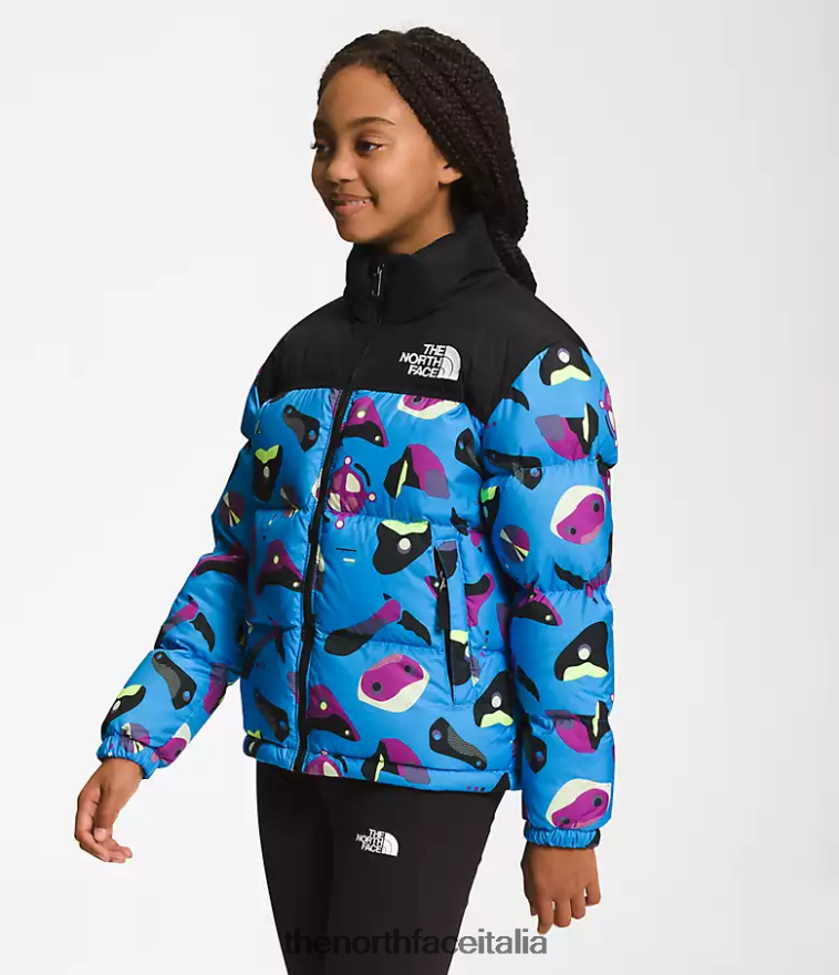 The North Face vestiario 460N8D909 stampa infografica blu super sonica bambini Giacca nuptse retrò del 1996