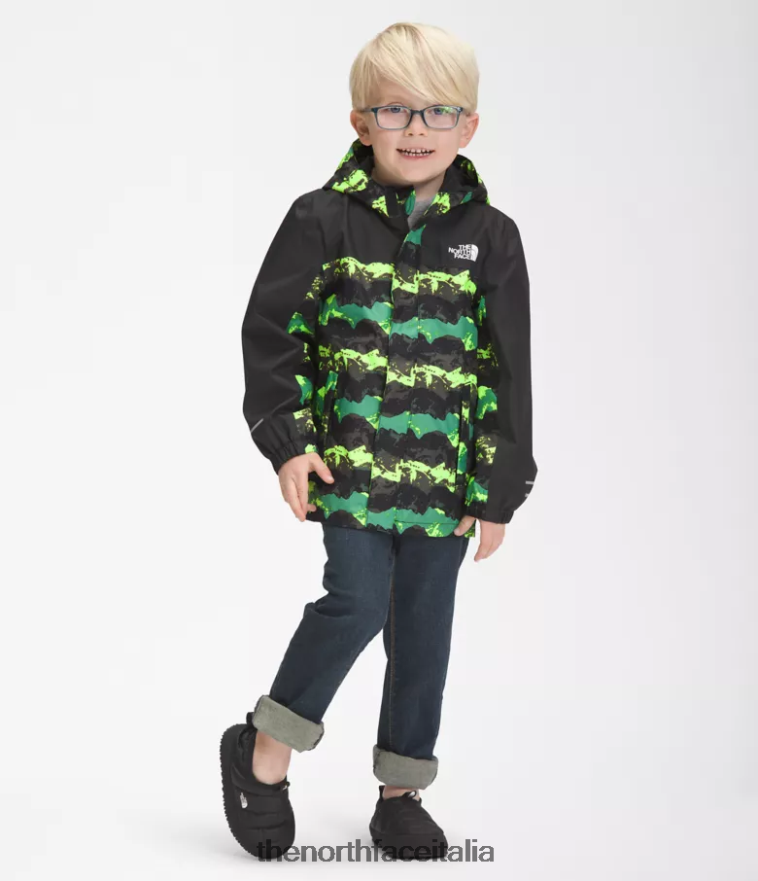 The North Face vestiario 460N8D86 stampa panorama di montagna verde erba profonda bambini giacca antipioggia antora