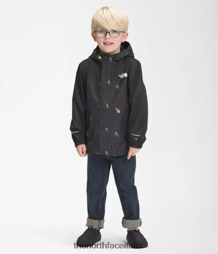 The North Face vestiario 460N8D90 tnf stampa a griglia con logo nero bambini giacca antipioggia antora - Clicca l'immagine per chiudere