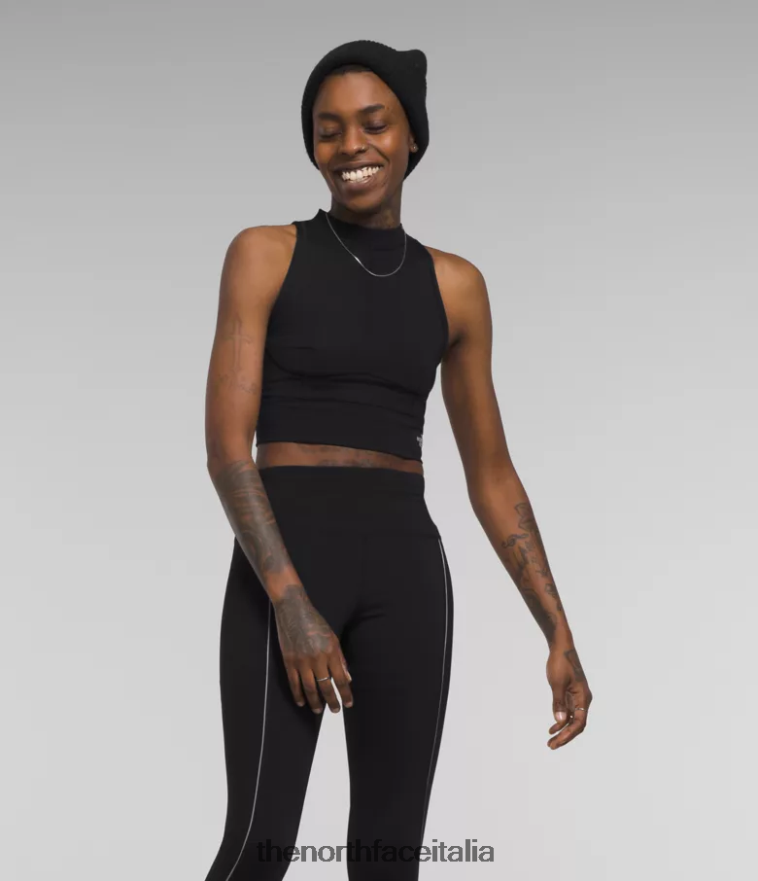The North Face vestiario 460N8D1053 grazie nero donne top in maglia a coste con bordino