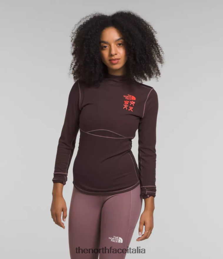 The North Face vestiario 460N8D1147 marrone carbone donne abbigliamento da trail ursa major a maniche lunghe