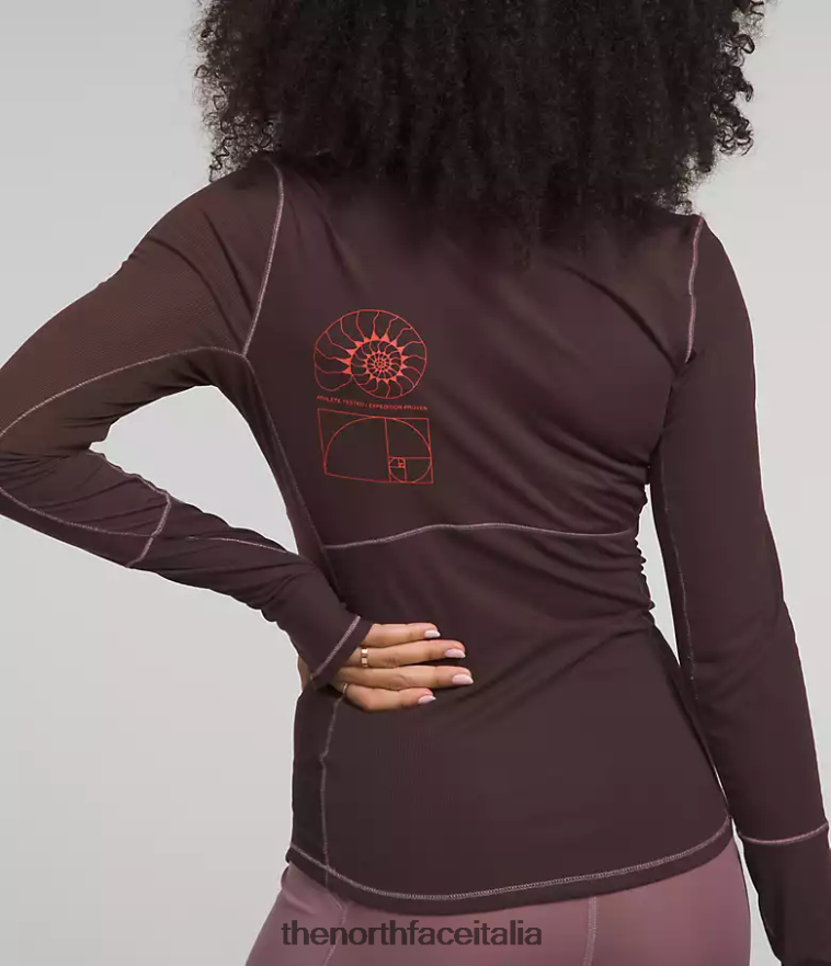 The North Face vestiario 460N8D1147 marrone carbone donne abbigliamento da trail ursa major a maniche lunghe