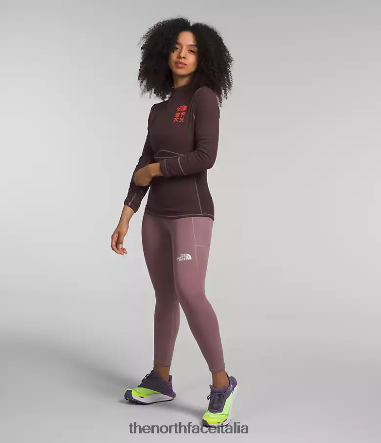 The North Face vestiario 460N8D1147 marrone carbone donne abbigliamento da trail ursa major a maniche lunghe