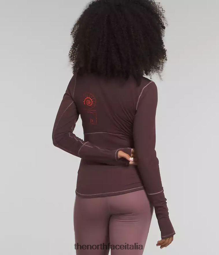 The North Face vestiario 460N8D1147 marrone carbone donne abbigliamento da trail ursa major a maniche lunghe