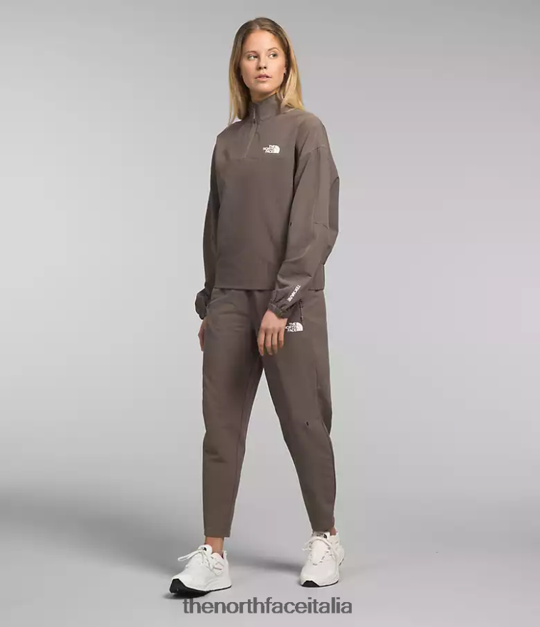 The North Face vestiario 460N8D250 marrone falco donne griglia tekware 1/4 zip