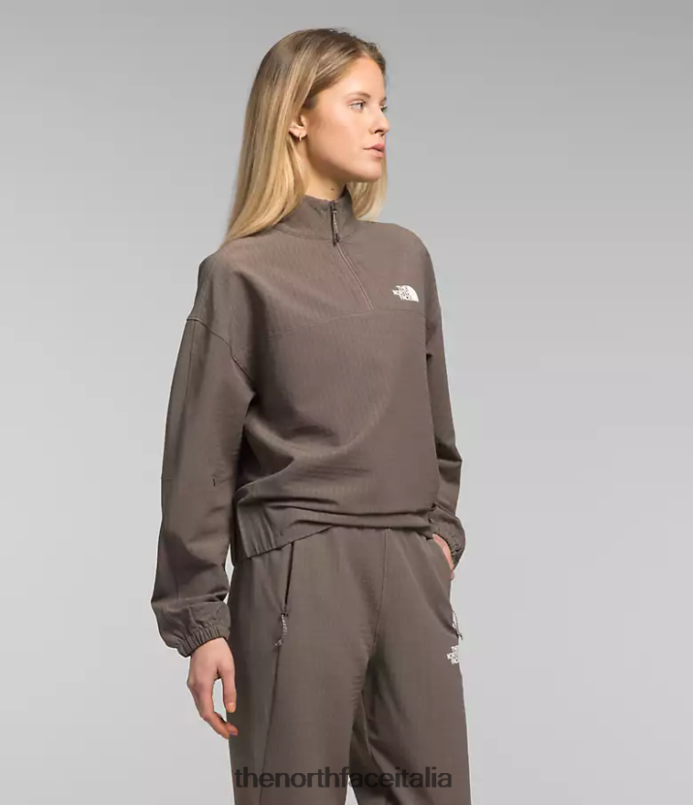 The North Face vestiario 460N8D250 marrone falco donne griglia tekware 1/4 zip