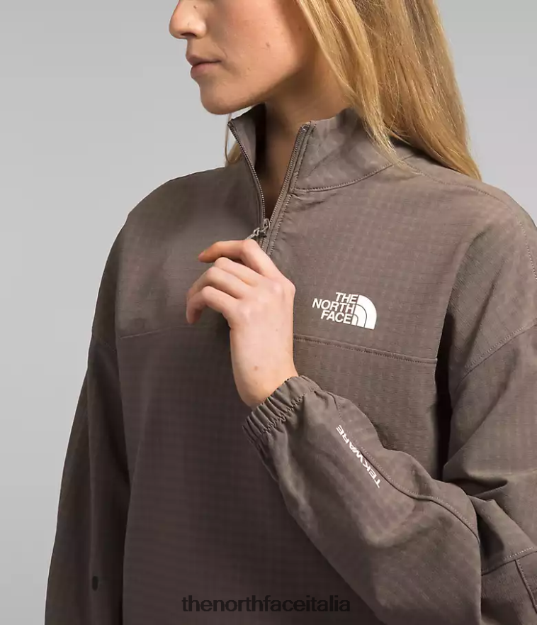 The North Face vestiario 460N8D250 marrone falco donne griglia tekware 1/4 zip