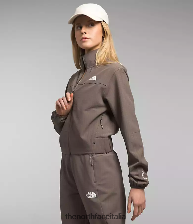 The North Face vestiario 460N8D570 marrone falco donne griglia tekware full-zip
