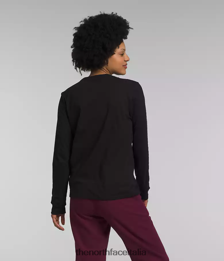 The North Face vestiario 460N8D1094 tnf nero/boysenberry donne maglietta con grafica a maniche lunghe