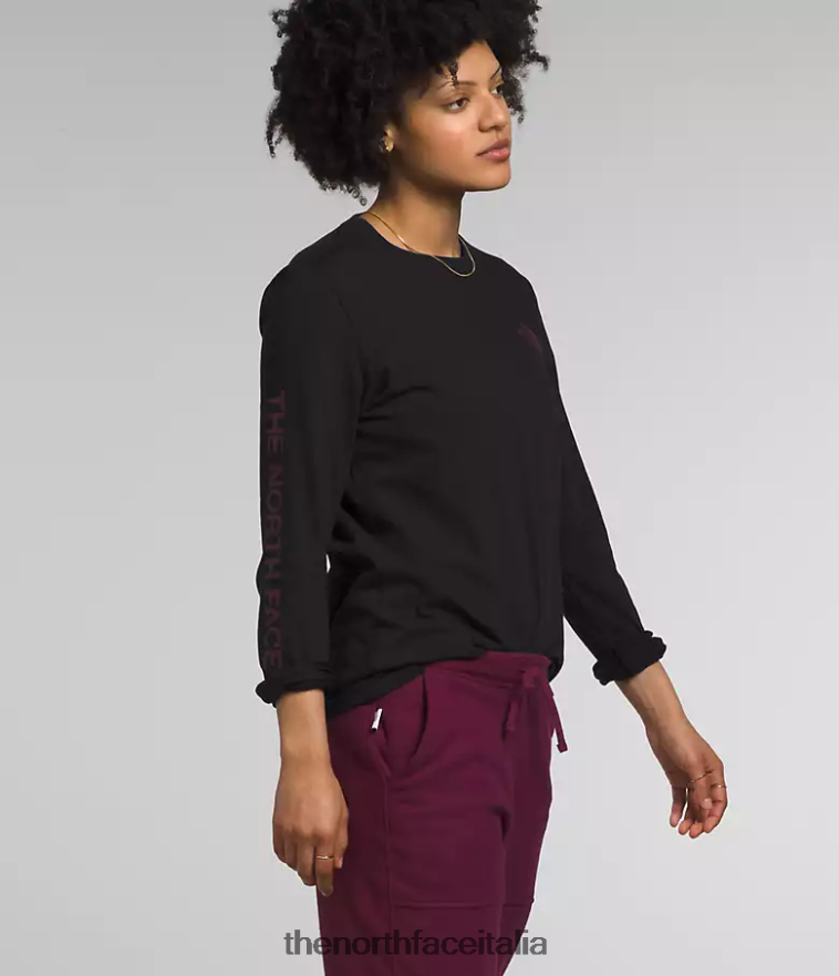 The North Face vestiario 460N8D1094 tnf nero/boysenberry donne maglietta con grafica a maniche lunghe