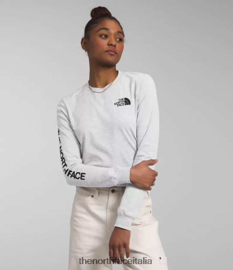 The North Face vestiario 460N8D1095 tnf grigio erica chiaro donne maglietta con grafica a maniche lunghe