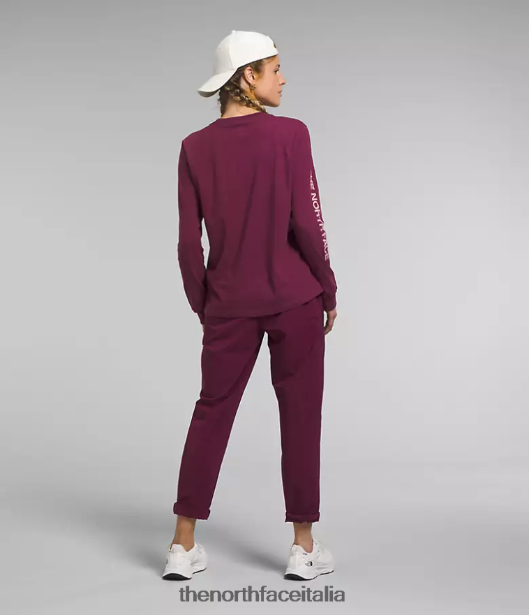 The North Face vestiario 460N8D1096 mirtillo rosso/muschio rosa donne maglietta con grafica a maniche lunghe