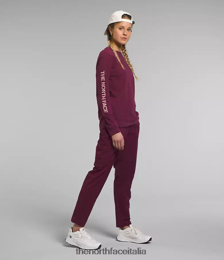 The North Face vestiario 460N8D1096 mirtillo rosso/muschio rosa donne maglietta con grafica a maniche lunghe