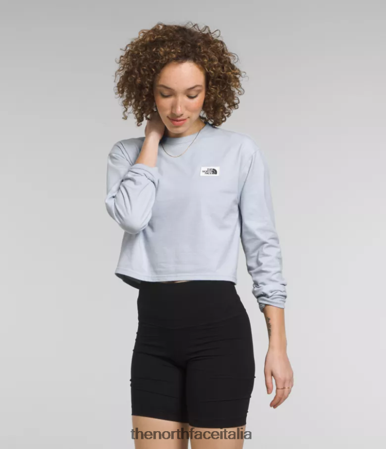 The North Face vestiario 460N8D850 pervinca polverosa donne T-shirt con patch Heritage a maniche lunghe